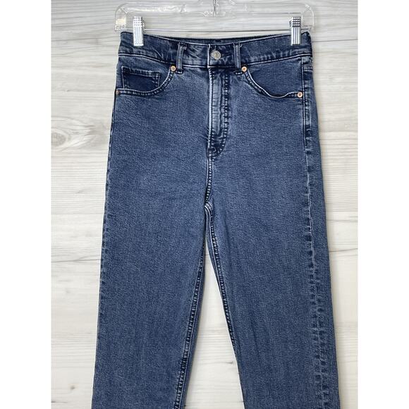 Express Jeans Womens 00 Blue Mom Jean Super High Rise Stretch Denim Skinny Pants - Picture 2 of 16